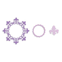 Sizzix Framelits Die Set 3PK - Frame, Circle w/Fleur de Lis Edging