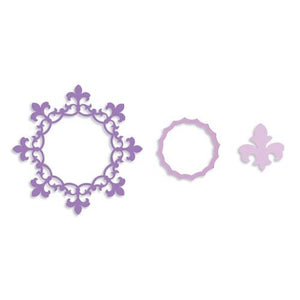 Sizzix Framelits Die Set 3PK - Frame, Circle w/Fleur de Lis Edging