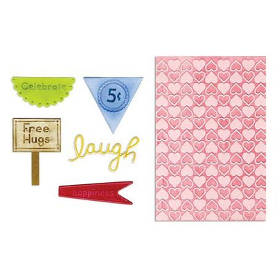 Sizzix Framelits Die Set 5PK w/Textured Impressions - Happy Hearts Set